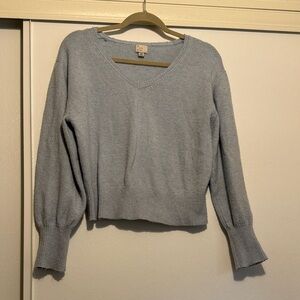Women's V-Neck Sweater - Light Blue - XS